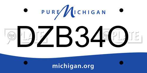 DZB34O Michigan License Plate