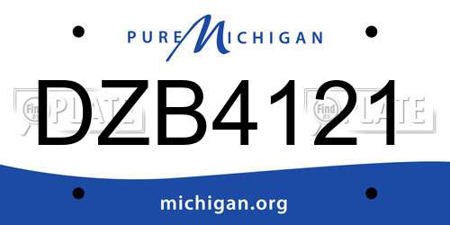 DZB4121 Michigan License Plate