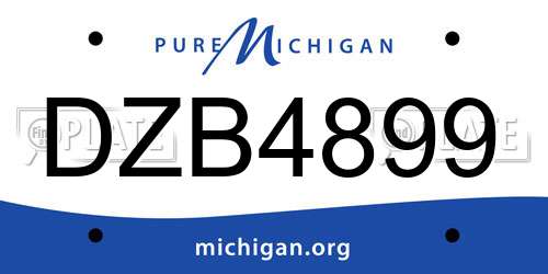 DZB4899 Michigan License Plate