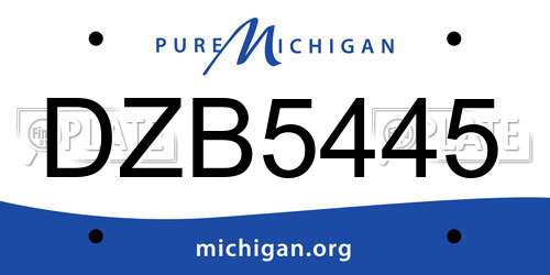 DZB5445 Michigan License Plate