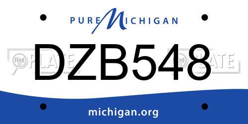 DZB548 Michigan License Plate