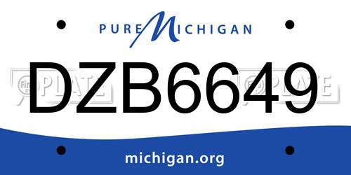 DZB6649 Michigan License Plate