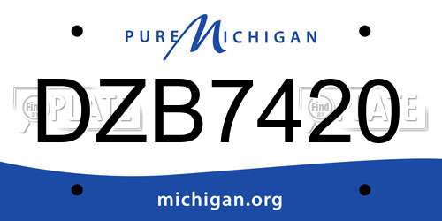 DZB7420 Michigan License Plate