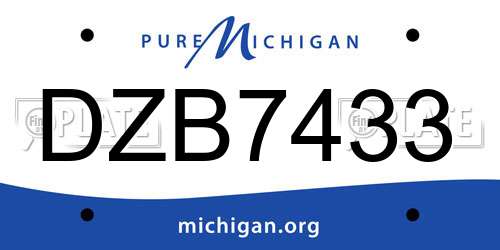 DZB7433 Michigan License Plate