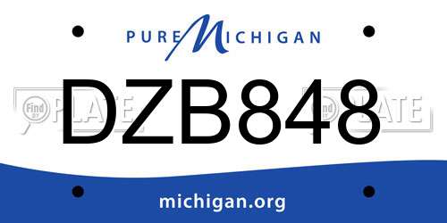 DZB848 Michigan License Plate