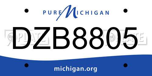DZB8805 Michigan License Plate