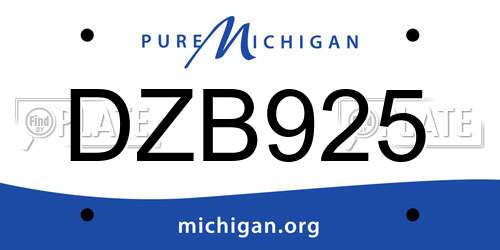 DZB925 Michigan License Plate