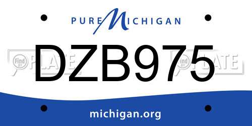 DZB975 Michigan License Plate