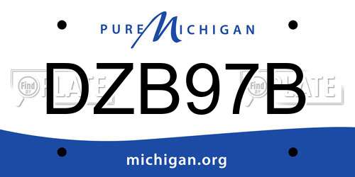DZB97B Michigan License Plate