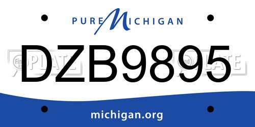 DZB9895 Michigan License Plate