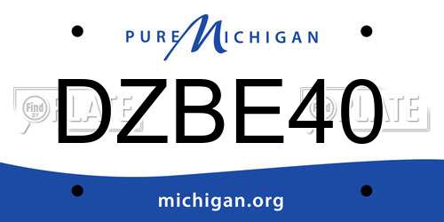 DZBE40 Michigan License Plate