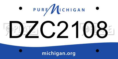 DZC2108 Michigan License Plate