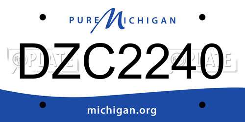 DZC2240 Michigan License Plate