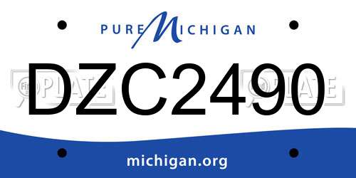 DZC2490 Michigan License Plate