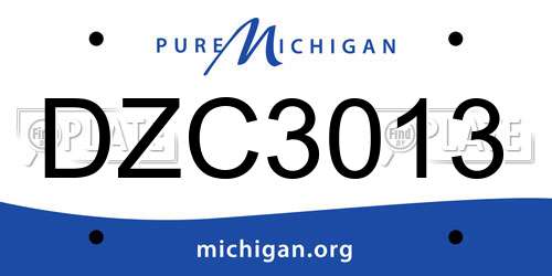 DZC3013 Michigan License Plate