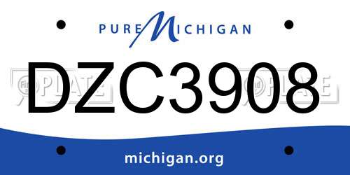 DZC3908 Michigan License Plate