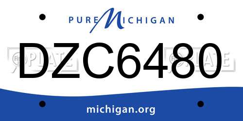 DZC6480 Michigan License Plate
