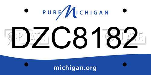 DZC8182 Michigan License Plate