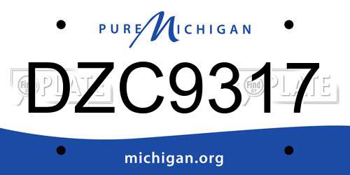DZC9317 Michigan License Plate