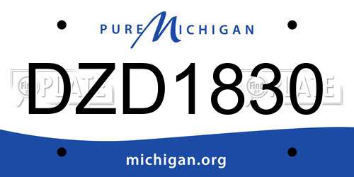 DZD1830 Michigan License Plate