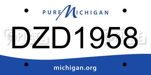 DZD1958 Michigan License Plate