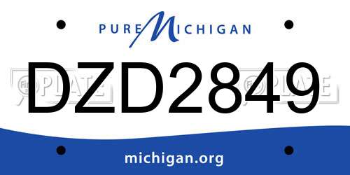 DZD2849 Michigan License Plate