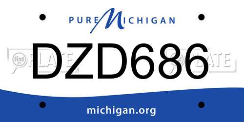 DZD686 Michigan License Plate
