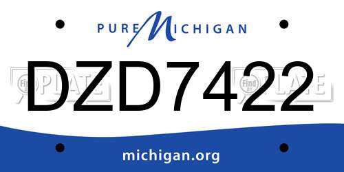 DZD7422 Michigan License Plate