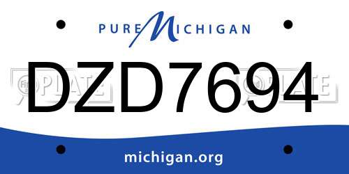DZD7694 Michigan License Plate