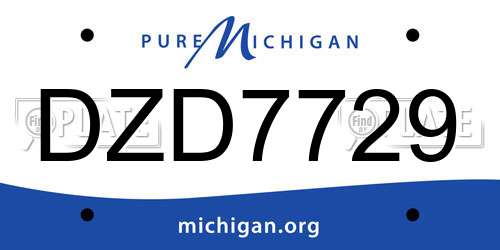 DZD7729 Michigan License Plate