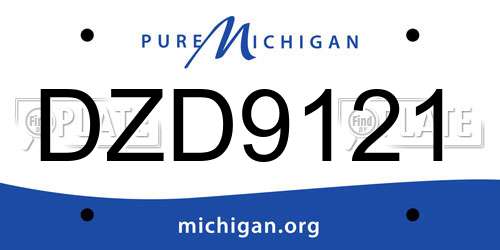 DZD9121 Michigan License Plate