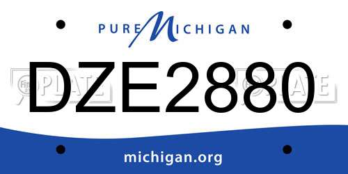 DZE2880 Michigan License Plate