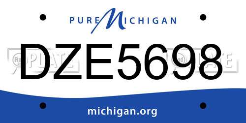 DZE5698 Michigan License Plate
