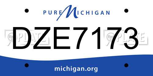 DZE7173 Michigan License Plate
