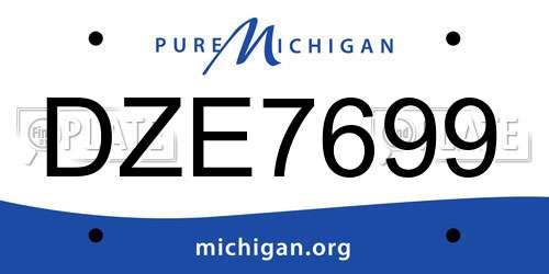 DZE7699 Michigan License Plate