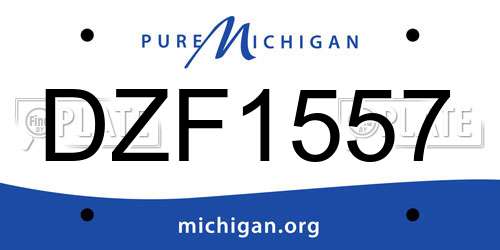 DZF1557 Michigan License Plate