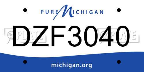 DZF3040 Michigan License Plate