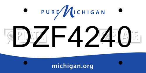 DZF4240 Michigan License Plate