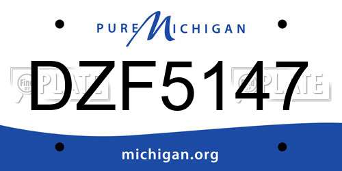 DZF5147 Michigan License Plate