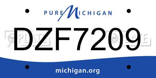 DZF7209 Michigan License Plate