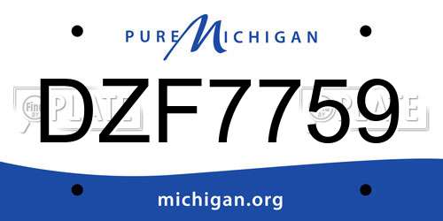 DZF7759 Michigan License Plate