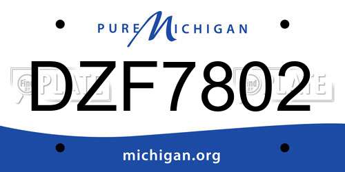 DZF7802 Michigan License Plate