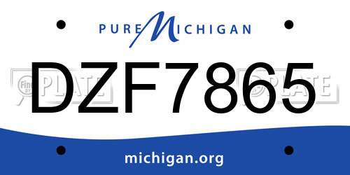 DZF7865 Michigan License Plate