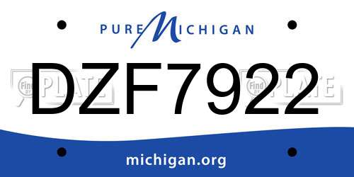 DZF7922 Michigan License Plate