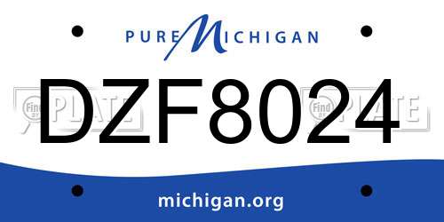 DZF8024 Michigan License Plate