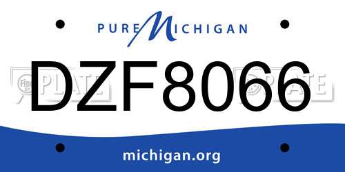 DZF8066 Michigan License Plate