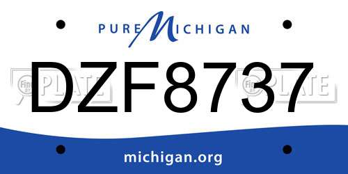 DZF8737 Michigan License Plate