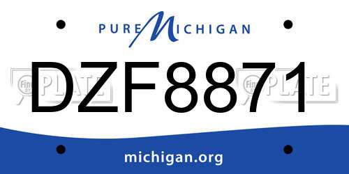 DZF8871 Michigan License Plate