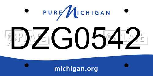 DZG0542 Michigan License Plate