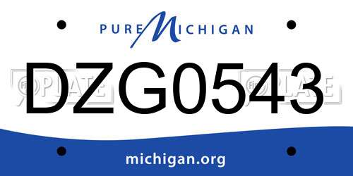 DZG0543 Michigan License Plate